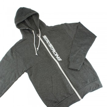 SWEAT STAY STRONG FASTER ZIP HEATHER BLACK