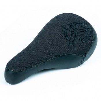FEDERAL MID STEALTH LOGO SEAT - BLACK CANVAS TOP w/FAUX LEATHER PANELS BLACK