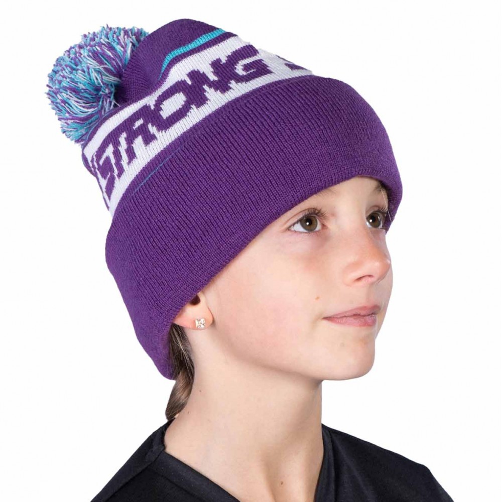 STAY STRONG BEANIE FASTER BOBBLE PURPLE