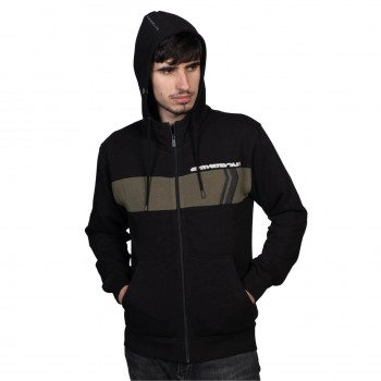 STAYSTRONG SWEAT CUT STRIPE FULL ZIP BLACK/ARMY GREEN