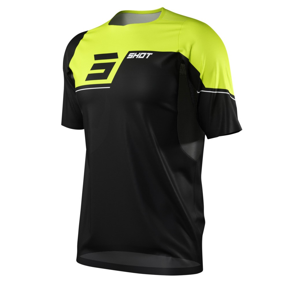 MAILLOT MANCHES COURTES SHOT REVOLT NOIR/JAUNE