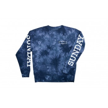 SUNDAY ROCKWELL BOX LONG SLEEVE T-SHIRT TIE-DYE NAVY