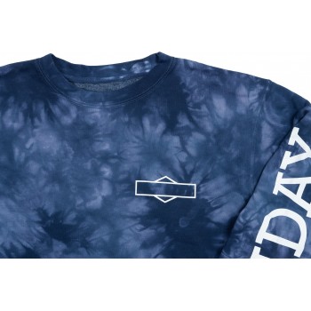 SUNDAY ROCKWELL BOX LONG SLEEVE T-SHIRT TIE-DYE NAVY