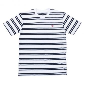 ODYSSEY STITCHED MONOGRAM T-SHIRT WHITE / NAVY STRIPPED