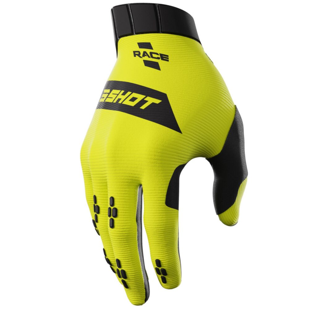 Shot Race Adult Neon Yellow Gloves
